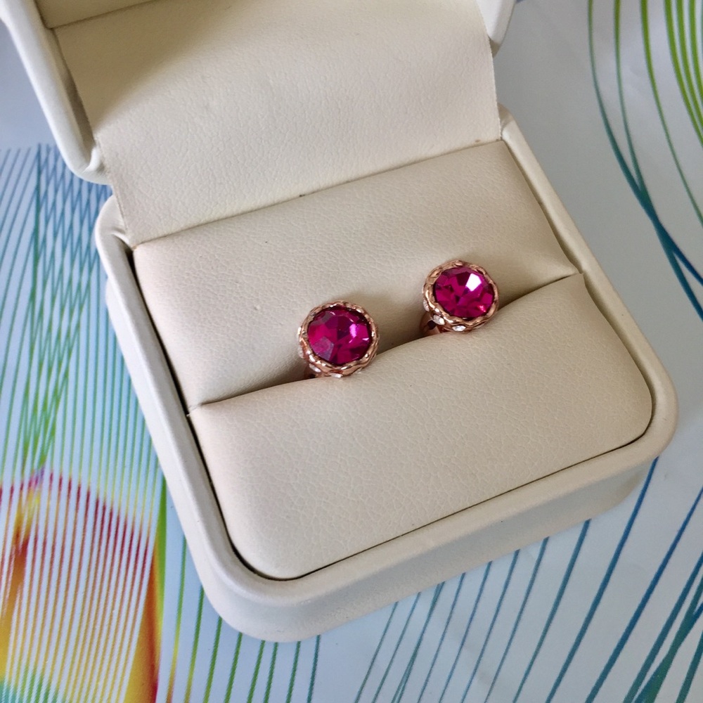Rose Gold Raspberry Crystal Earrings